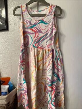 jumping beans Multicolor Swirl Tank Dress — Teal, Pink, Purple, Yellow
